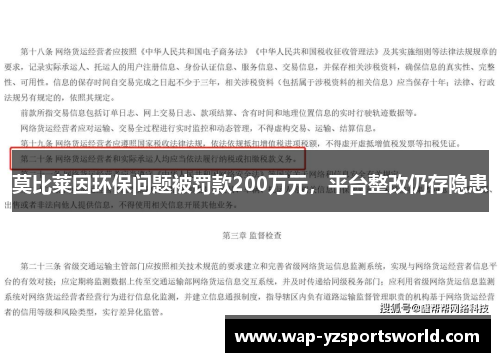 莫比莱因环保问题被罚款200万元，平台整改仍存隐患